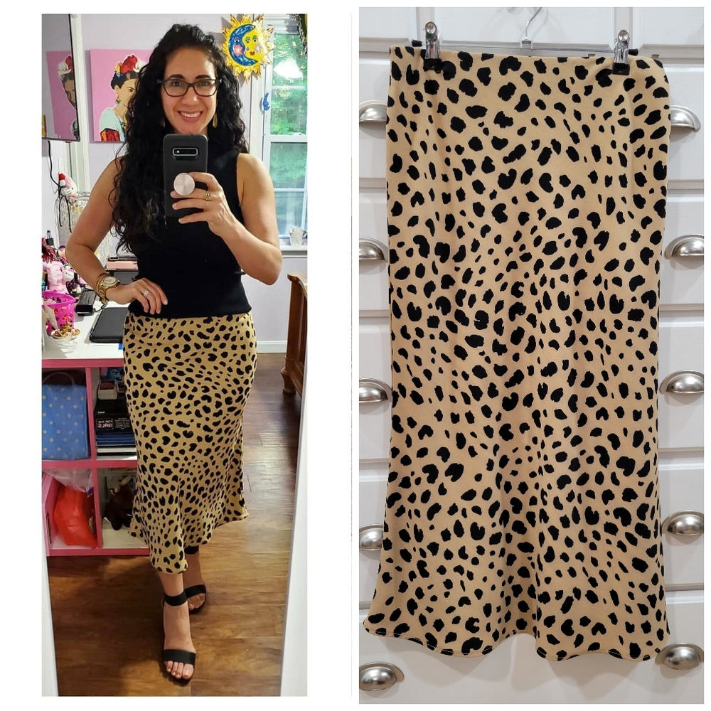 Rachel Zoe Leopard Print Skirt - Black and Tan